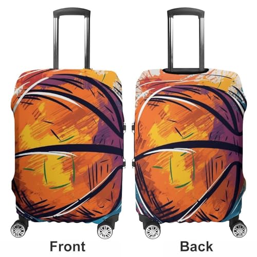 Colorful Basketball Luggage Cover, Washable Elastic Suitcase Cover Protector Fit 18-32 Inch Luggage3