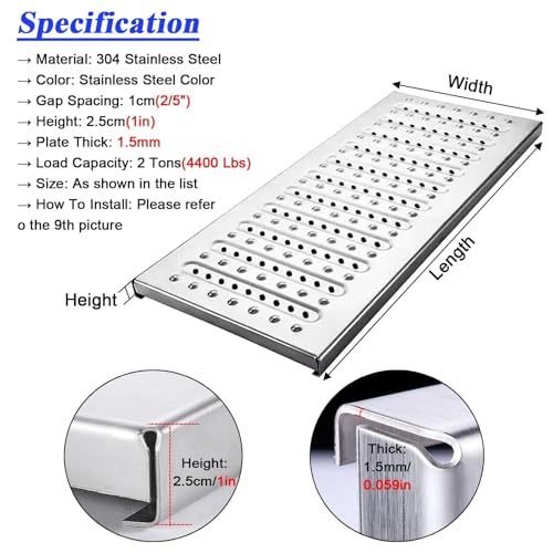 Grille de caniveau durable en acier inoxydable pour sol extérieur - 6