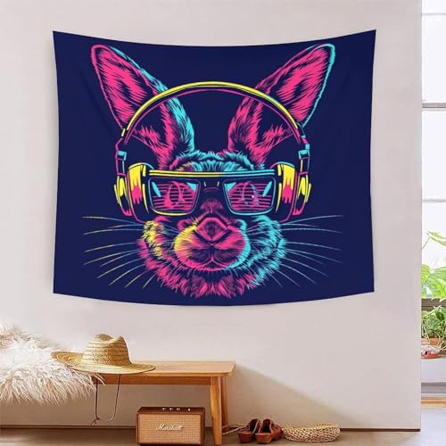 Tapisserie murale lapin 3D au fini textile raffine decoration salon 180x230