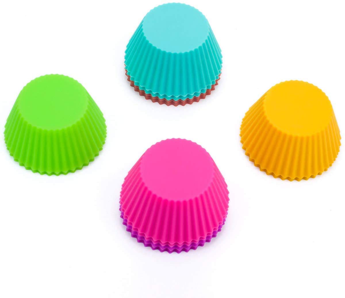 BIG BOX Silicon Muffin Multi Silicone Cupcake Liners Reusable Silicone Baking Cups Nonstick Muffin Molds Easy Clean Silicone Muffin Liners, Rainbow Colors