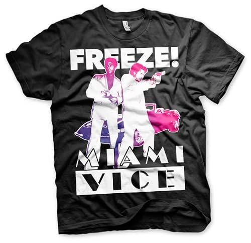 Miami Vice Men's Black Officially Licensed Merchandise Freeze T-Shirt (Black), XX-Large