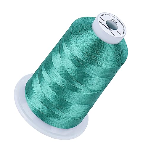 Image of Simthread Embroidery Machine Thread 5000M 40WT Polyester, Jade S049 | 5000M 40WT polyester thread feeds smoothly for home or commercial embroidery projects.