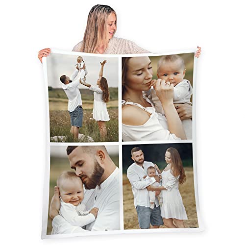 FrameStory Custom Blanket Photos and Text, Fully Customizable with Your Pictures and Message, Soft Smooth Fleece Throw, 30" x 40"