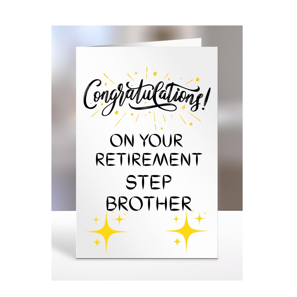 Congratulations on your retirement Step Brother Card, Gifts for Men, Women, Presents for Retired Man, Woman or Person, Greetings Card, Retire, A5-124_179