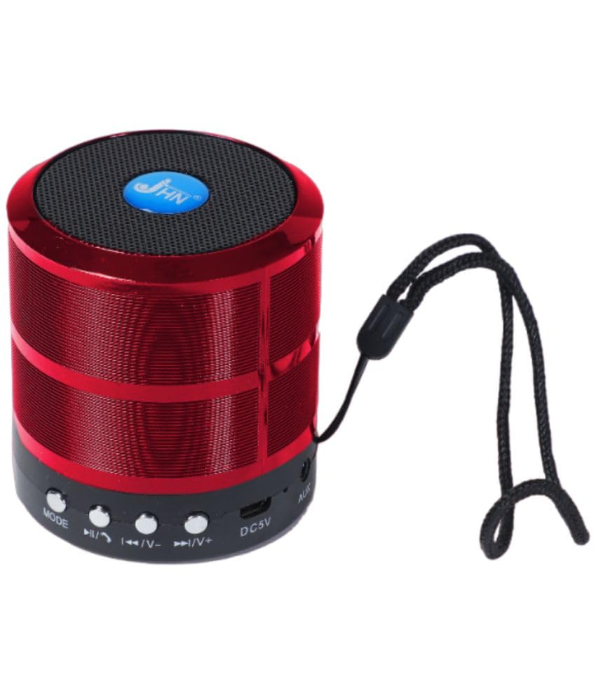 JHN Mini Bluetooth Speaker WS 887 with FM Radio, USB Pen Drive Slot and Memory Card Slot, AUX Input Mode Speaker (Black) (Red)