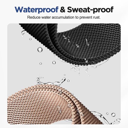 Image of Magnetic 20mm Stainless Steel Mesh Strap Compatible with Samsung Galaxy Watch 7 /6 /5 /4 /FE 40mm 44mm Milanese Bands Compatible with Huawei GT3 42mm /Vivoactive 6 /5 /3,forerunner 165,Venu 2 Plus