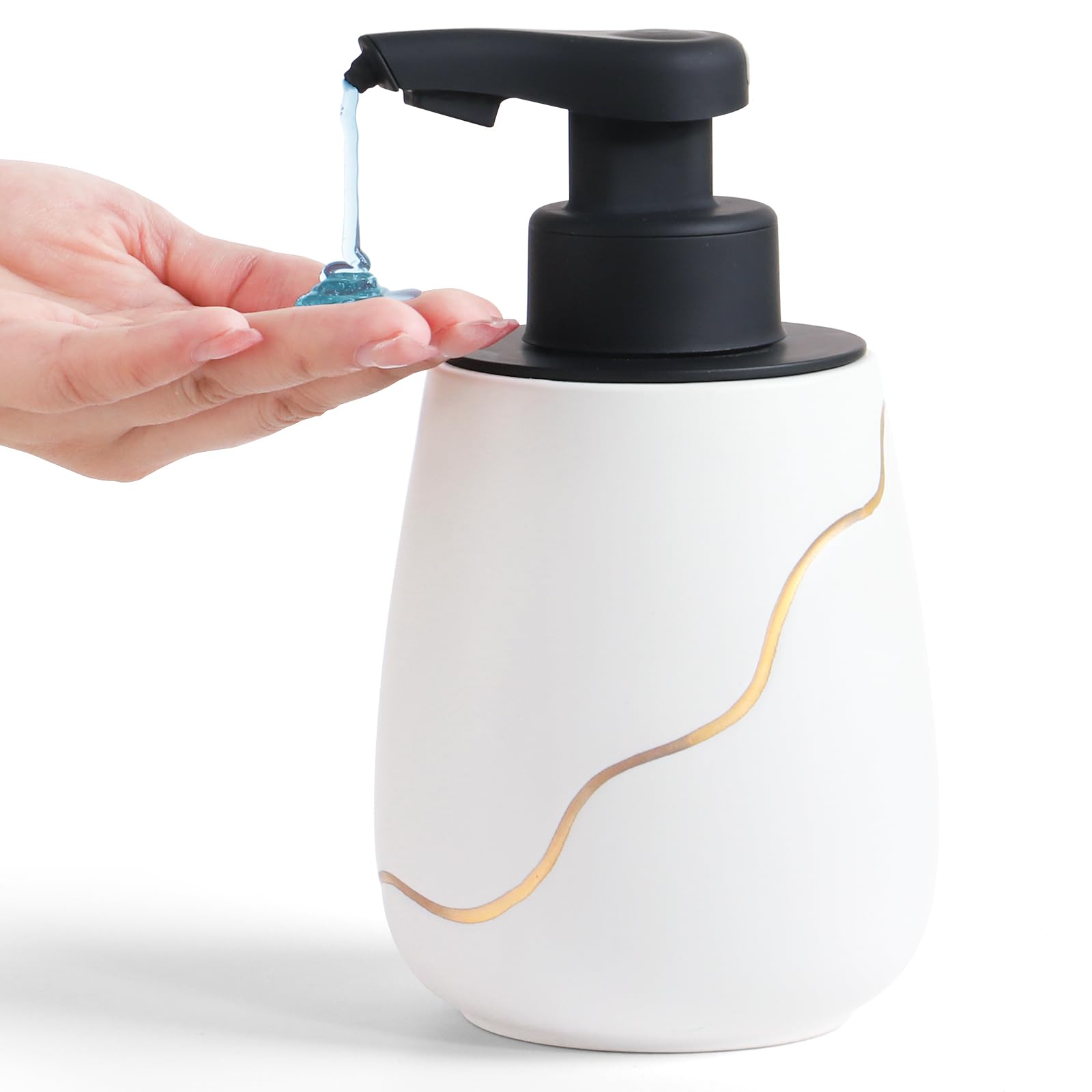 Photo 1 of BosilunLife Ceramic Auto Soap Dispenser 17oz White