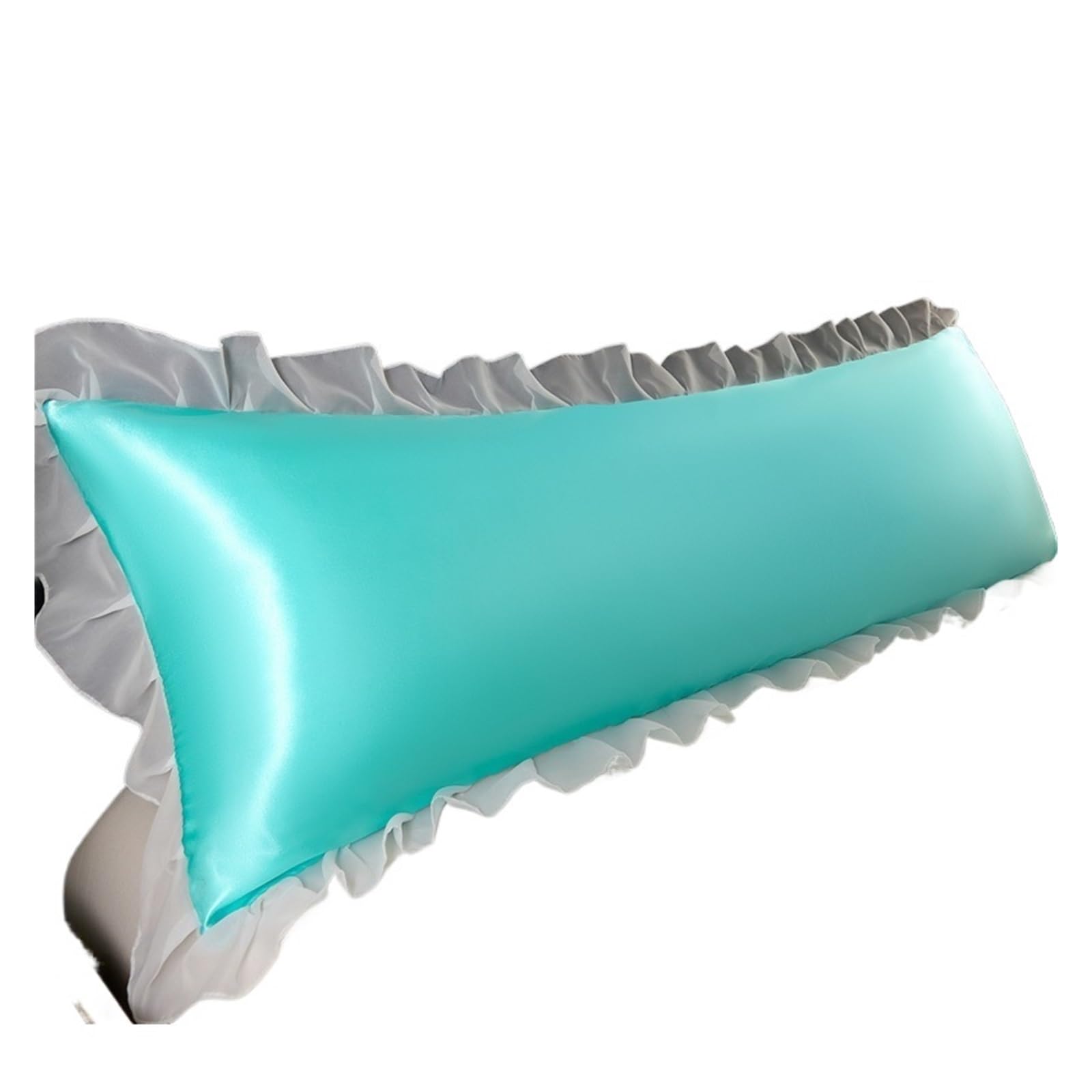 LYXYGMV 1pc Satin Silk Pillowcase Ruffles Double Cover Lace Smooth Long Pillow Sham For the Bedroom(Color12,48x120cm 1pc)