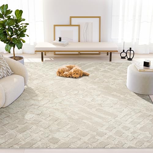 Abani Terra Cream Area Rug for Living Room, Bedroom -