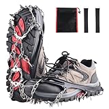 JEELAD Ice Cleats for Shoes and Boots Anti-Slip Rubber Traction Durable Winter Grips Snow Shoe Spikes for Walking Jogging Hiking Fishing (24 Spikes, Medium)