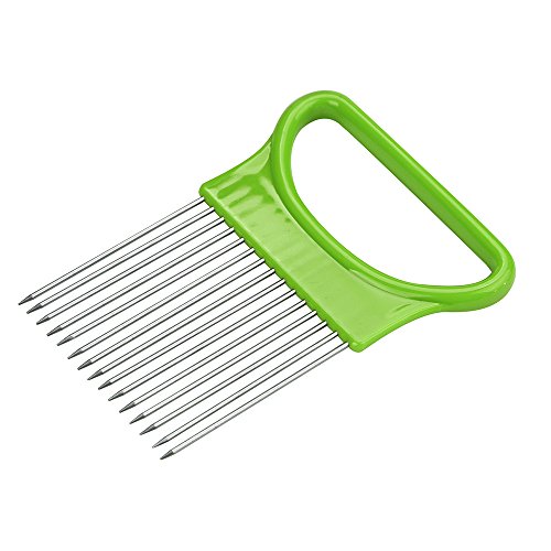 Centory Onion Slicer Food Slice Assistant - Stainless Steel Onion Holder for Slicing - Vegetable Potato Cutter Slicer Onion Cutting ToolKitchen Gadget Onion Peeler Slicing Tool 1PC Green