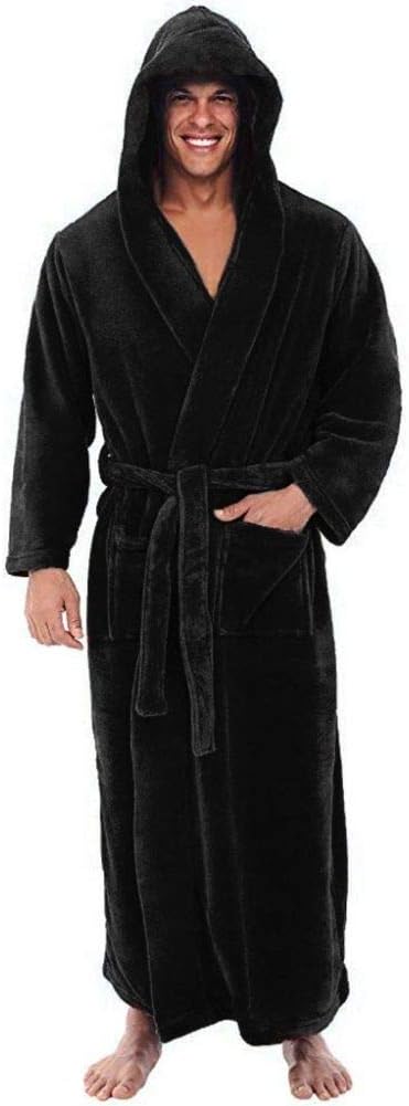 WWESDXCR Fashion Casual Men'S Bathrobe Flannel Robe V-Neck Long-Sleeved Couple Men'S Robe