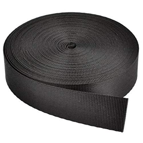 10 Meter Nylon/Canvas Webbing 1-inch Wide for Collars, Leashes, Diving Gear, Sports Gear, Bag Belt, Hiking (Black)