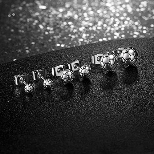 Sport Stud Earrings Set for Women and Men Hypoallergenic Sports Enthusiast Basketball Football Volleyball Tennis Ball Earrings Pack of 3 Pairs4