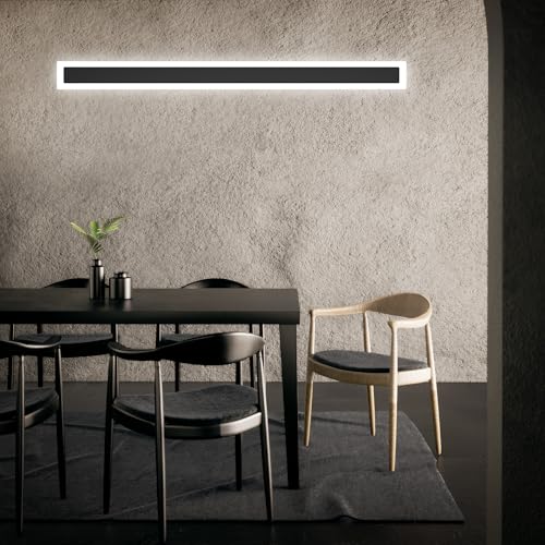 Outdoor Wall Lights, Modern LED Long Wall Lamp, IP65 Waterproof Outside Lights Mains Powered, 3000K Aluminum Black Exterior & Indoor Wall Light for Garden Villa Porch Hallway Garage, 100*8*4.2cm