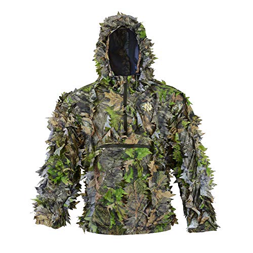 NOMAD Mens Leafy 1 4 Zip | 3D Leafy Camo Pullover for Turkey Hunting, Mossy Oak Shadowleaf, Medium Large