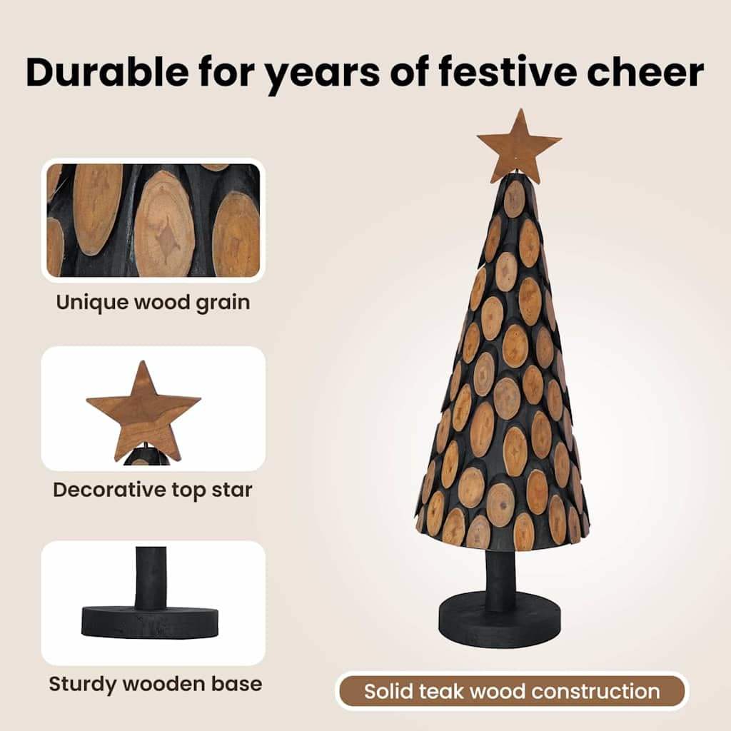 vidaXL Árbol de Navidad con Soporte Marrón 90 cm Madera de Teca Maciza