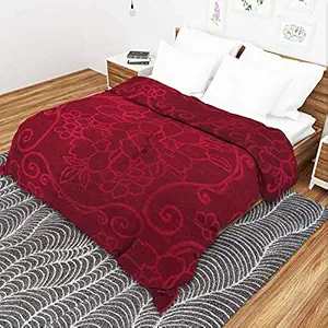 Shree Kalyan Ultra Soft Microfiber Luxurious Embossed Very Warm Korean Mink Single / Double Bed Blanket for Winter (Maroon, Single, lightweight)