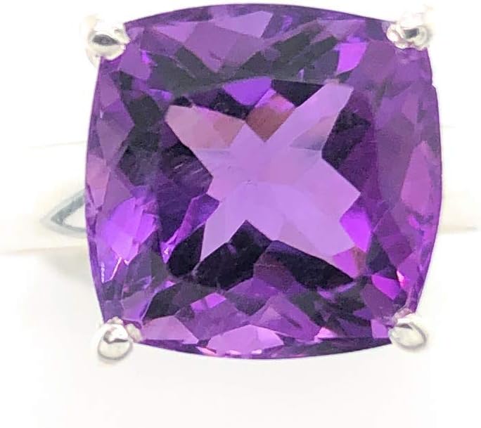 Natural 4ct Purple Amethyst 925 Solid Sterling Silver Ring Size 8.75