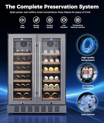 Image of 24 inch Wine Fridge, 34 Bottles 41-64F /41-64F Beverage Refrigerator