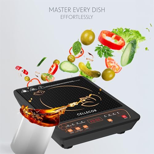 Image of CELLECOR ICT01CE 2000 Watts Induction Cooktop with Auto-Switch Off | 8 Preset Modes | Soft Push Button Control | Overheat Protection | Easy-to-Clean- Surface |1-Year Warranty