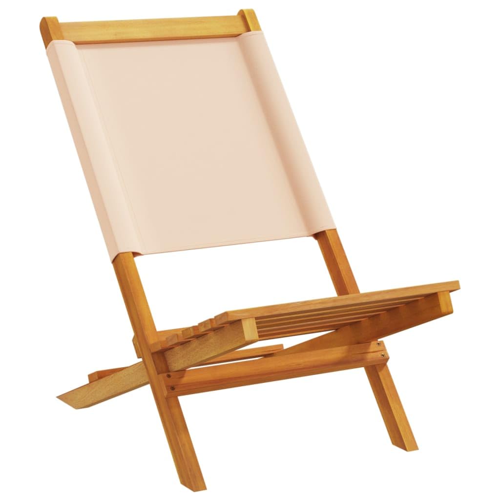vidaXL Sillas de jardín 2 uds Madera Maciza Acacia y Tela Beige, Asiento de jardín, Asientos al Aire Libre, Silla de Exterior, Asientos de jardín