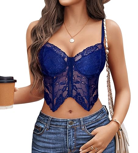 Image of Avidlove Lace Bralettes for Women Y2k Camisole Lingerie Adjustable Strap Crop Top