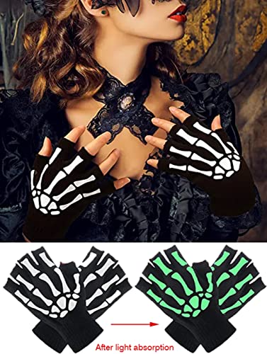 Funsveta Halloween Headband Day Of The Dead Headpiece Flower Hairband Party Festival Fancy Dress Cosplay (Flower Headband+Skeleton Gloves Earrings) #TOP2