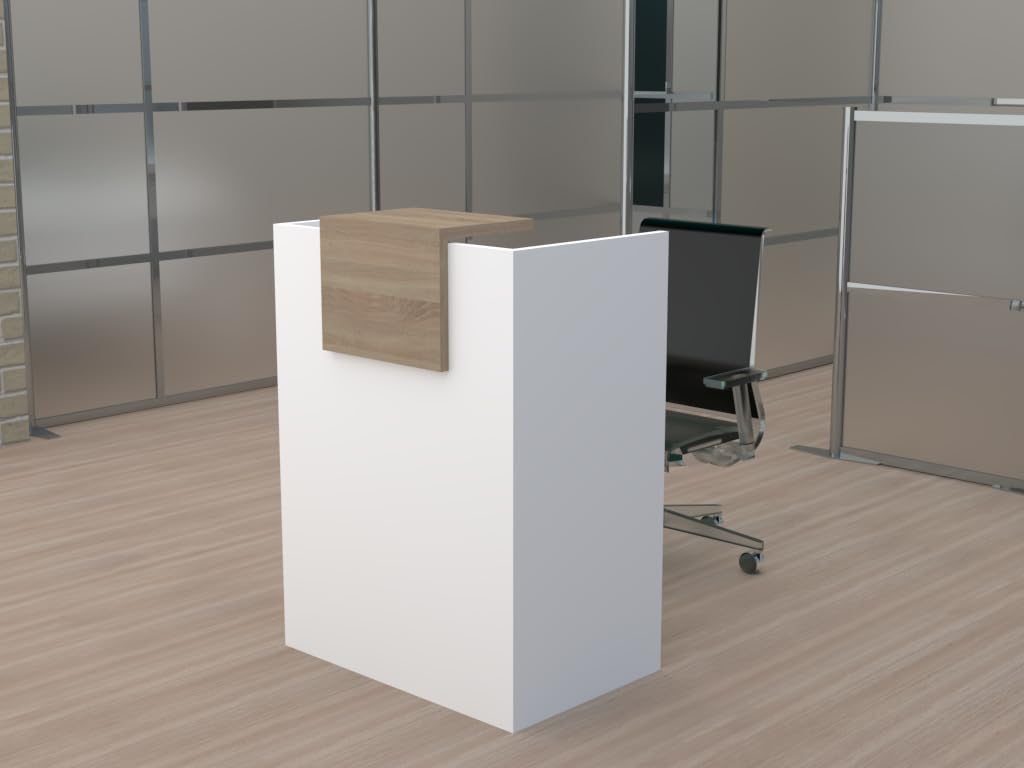 MOSTRADOR de Recepción y Oficina. Fácil Montaje. 80X105X50CM con Cierres Laterales y embellecedor Color Olmo. Fabricado en España. Envío a Toda la península.