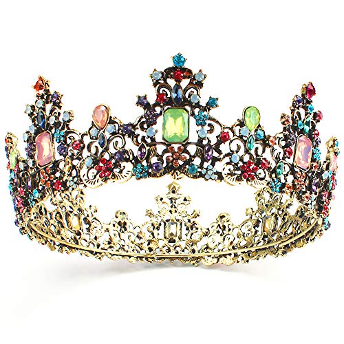 Didder Baroque Tiara Crown for Women Jeweled Crystal Queen Crown Princess Elegant Crown