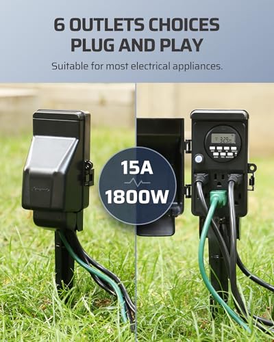 DEWENWILS Outdoor Digital Power Strip Timer, Waterproof Power Stake Timer - image 4