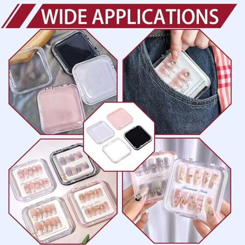 GHPKOTW 4 Stück Aufbewahrungsbox Für Press-On Nägel + 5 Nagel Display Karten, Kunststoff Nagelbox, Falschfinger-Display, Nagel-Organizer, Für Nail Art Geschäft, Nagelsalons