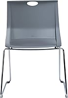 Vista 6 de Paquete de 4 sillas apilables, sillas ligeras de plástico premium, silla apilable con base de trineo para oficina, hogar, biblioteca, centros