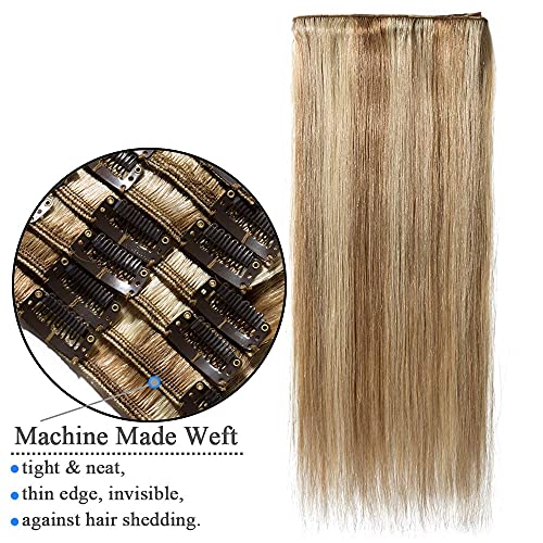 Elailite Hair Extensions Clip in Real Hair Remy Human Hair Full Head, 8 Pcs Invisible Thin Weft - Image 4