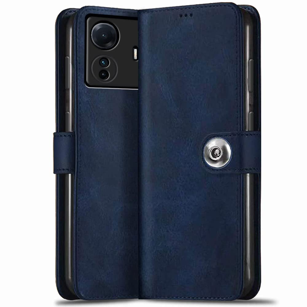 TheGiftKart Flip Back Cover Case for iQOO Z6 Pro 5G / Vivo T1 Pro 5G | Genuine Leather Finish | Designer Button | Inbuilt Pockets & Stand | Flip Cover for iQOO Z6 Pro 5G / Vivo T1 Pro 5G (Blue) (B09ZD8VM59) Amazon Price History, Amazon Price Tracker