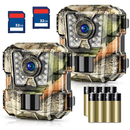 WOSPORTS Mini Trail Camera 2 Pack, 24MP 1080P HD...