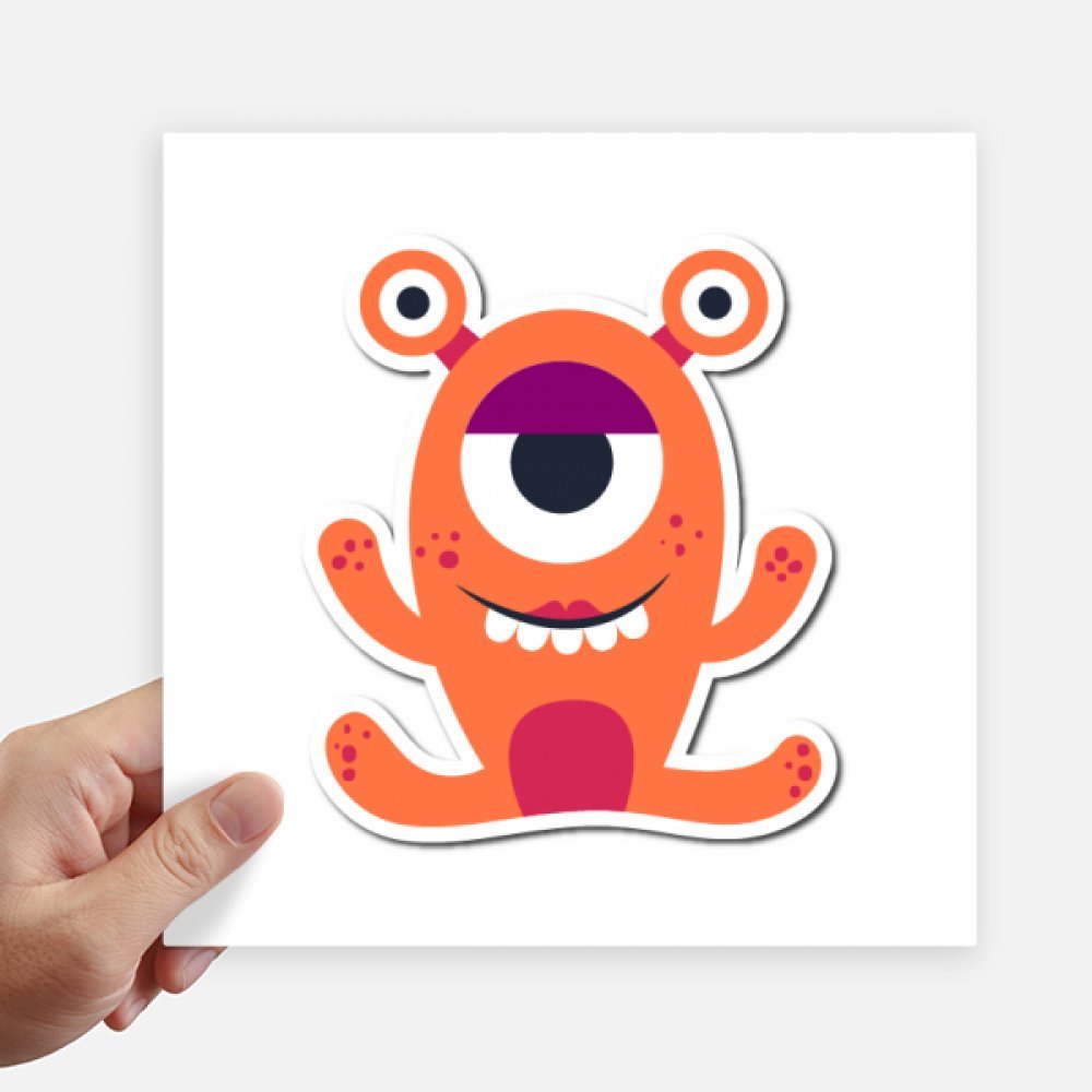 Autocollant 20 cm univers et monstre orange motif artistique multicolore pour mur x4