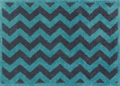 Turtle Mat Turquoise Chevron Bath Mat Highly absorbent Indoor barrier mat with Multi-Grip backing 60 X 85cm