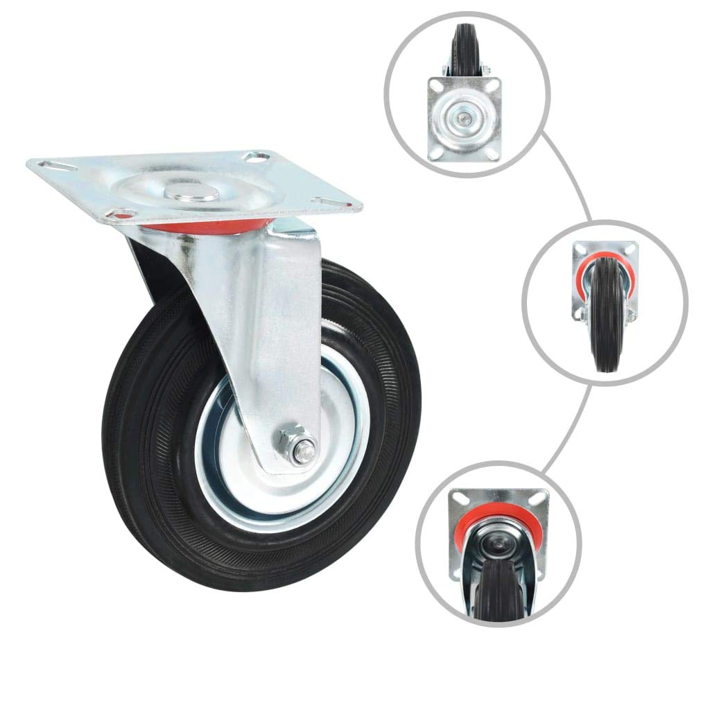 Lenkrollen 4 Stk 125 mm Gummi Eisen Zinkbeschichtung mit Doppelbremsen für Werkstatt Transportwagen Sackkarre Hubwagen Materialtransport Industrie Garage