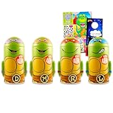 Teenage Mutant Ninja Turtles Coin Bank Bundle for Kids - Includes 4 Unique TMNT 7'' Storage Tins, Create-A-Face Stickers, & More | TMNT Money Bank, Green