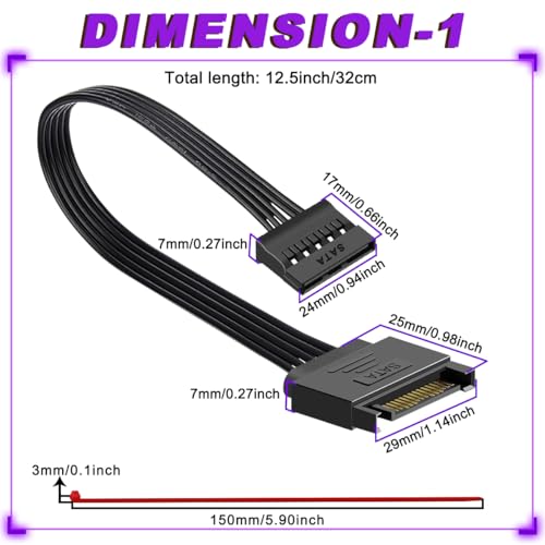 Cable extensor SATA de 15 pines para optimizar la corriente de discos HDD y SSD en tu PC 4