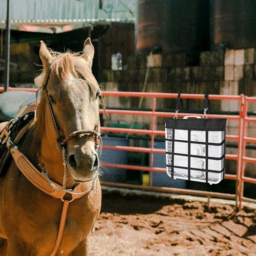 CATOTEL Hanging Web Horse Fan Holder Adjustable Fixing Box Fan Holder Horse Stall Classic Fan Bag Sturdy Stable Supplies for Outdoors Stables Farms 20\" L x 20\" W (Black-1pack)