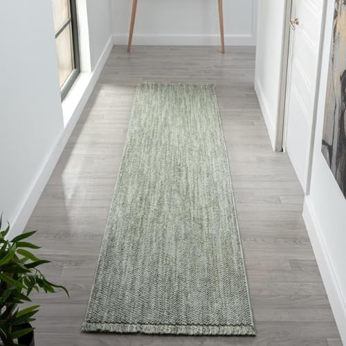 LUXE WEAVERS Solid Machine Woven Green 2x8 Area Rug, Indoor