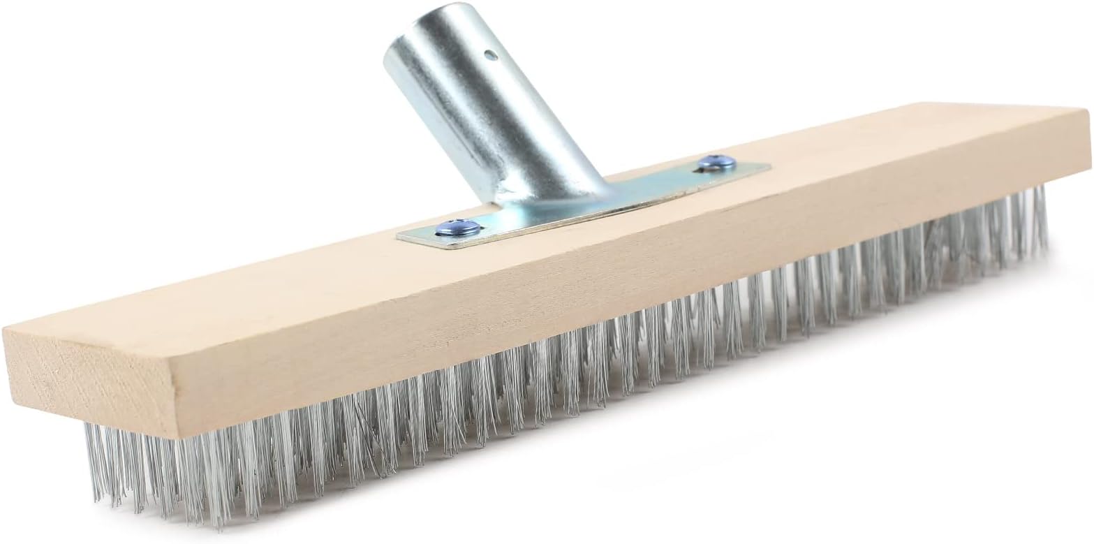 MaxAwe 12" Wire Broom Head, Garden Stiff Metal Bristle Deck Scrub Brush, Steel Sweeping Brush for Outdoor Heavy Duty Removal of Hard Sweeping & Deck Scrub for Decking, Paving, Patio, Paths, Drives etc