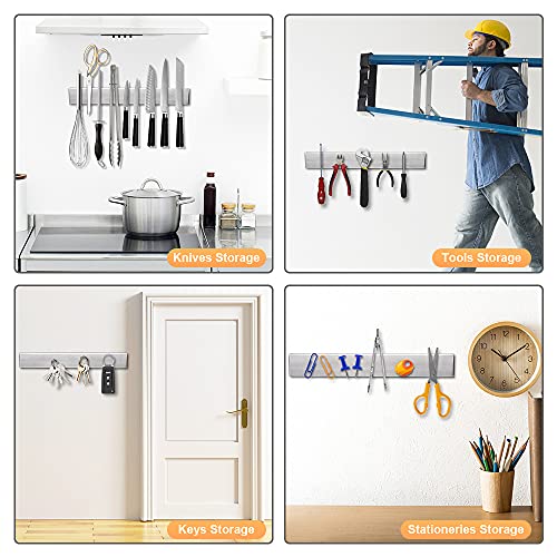 Barra Magnetica per Coltelli Ninonly 30cm(12inch) Barra Magnetica Portacoltelli Magnetico Adesiva in Acciaio Inox, Striscia Banda Pensile per Bistecca/Cuoco/Coltelli da Cucina - immagine 6