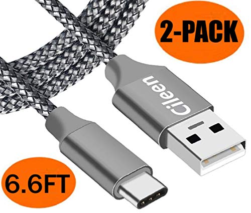 USB C Charger Cable,6FT 2PACK,Long Nylon,Fast Charging Cord for Samsung Galaxy S9 S8