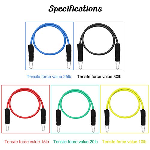 Extrator de fitness, Andoer 11 unidades/conjunto Fitness Puller Cinto multifuncional de força muscul