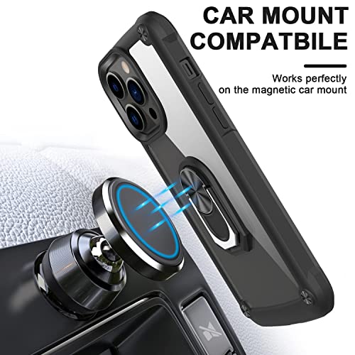 Aupai Iphone 14 Pro Max Case With Screen Protector,Iphone 14 Pro Max Cover Crystal Clear Anti-Yellow Heavy Duty Acrylic Protective Phone Case With Magnetic Kickstand For Apple Iphone 14 Pro Max,Black #TOP3