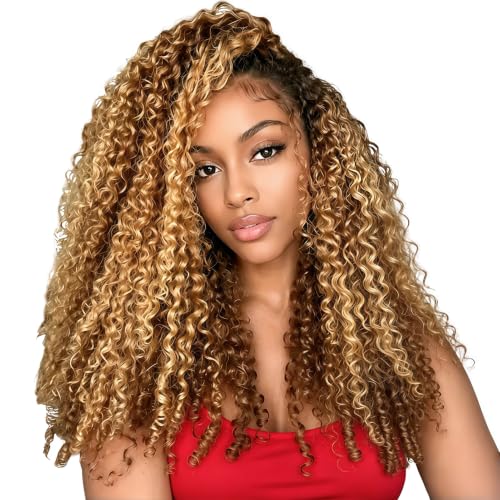 Image of XSY Highlight Ombre P2 /30# Half Wig Human Hair Burmese Curly 28 Inch Drawstring Glueless Wear Go Half Wigs for Black Women 3 In 1 Seamles Flip Over Beginner Friendly