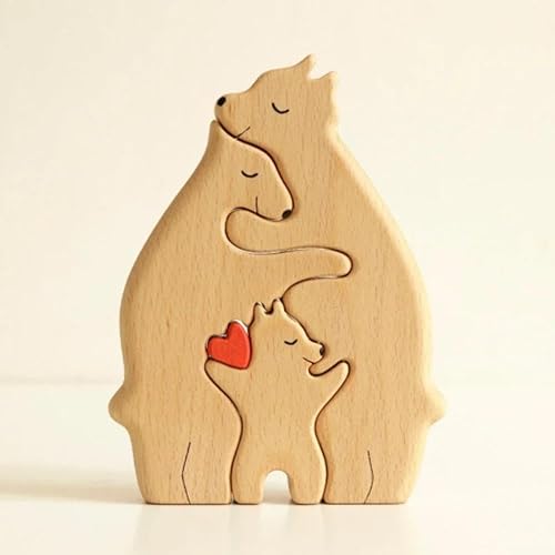 Miniatura 5 de Rompecabezas familiar de osos de madera 2023, regalo para la familia, rompecabezas de arte de madera personalizado para familia de osos, regalo para